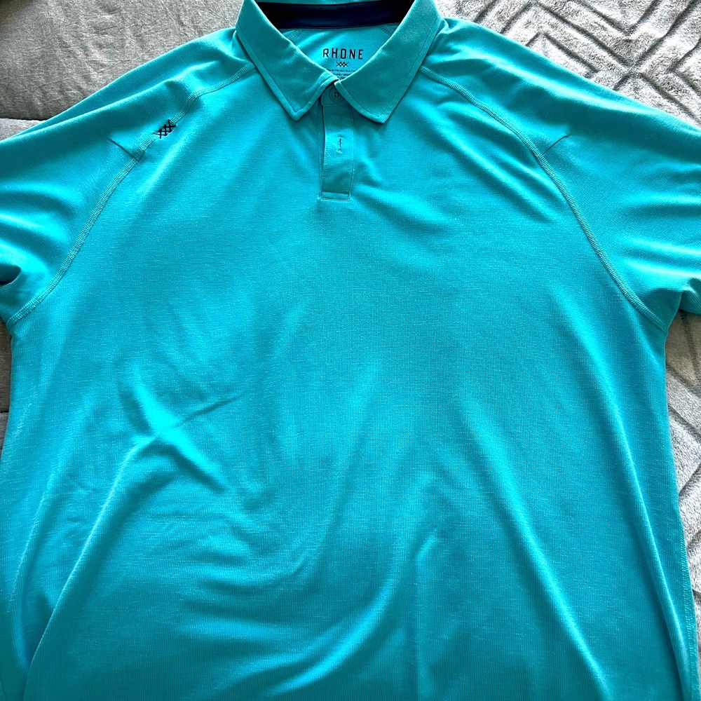 Rhône Mens Polo. Light Blue. Size Large